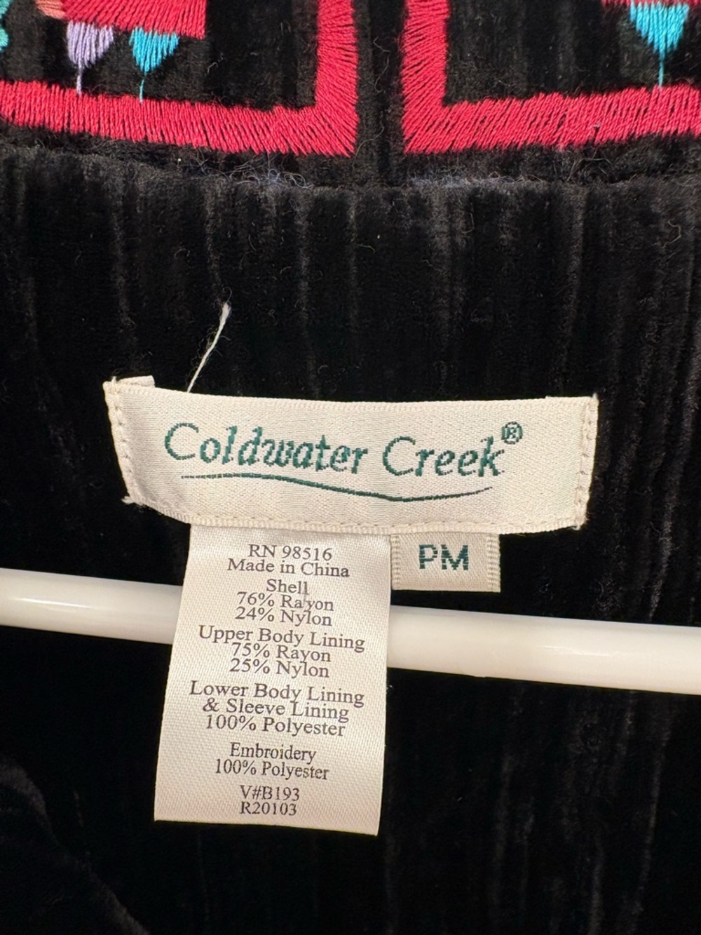 Vintage 90s Coldwater Creek Black Velvet Whimsigoth Embroidered Jacket MP - Picture 2 of 13